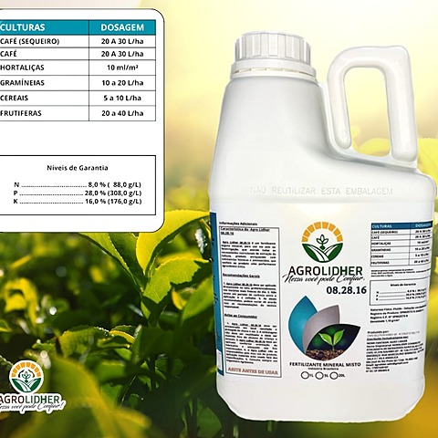 ADUBO LIQUIDO 1 LITRO Concentrado - NPK 08.28.16 - 200 Litros