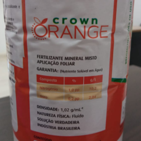 Fertilizante Mineral Misto Foliar Crown Orange N=45% H3 BO3 B=17%