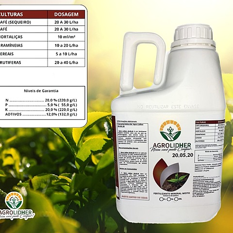 ADUBO LIQUIDO 1 LITRO Concentrado - NPK 20.05.20 -   200 Litros